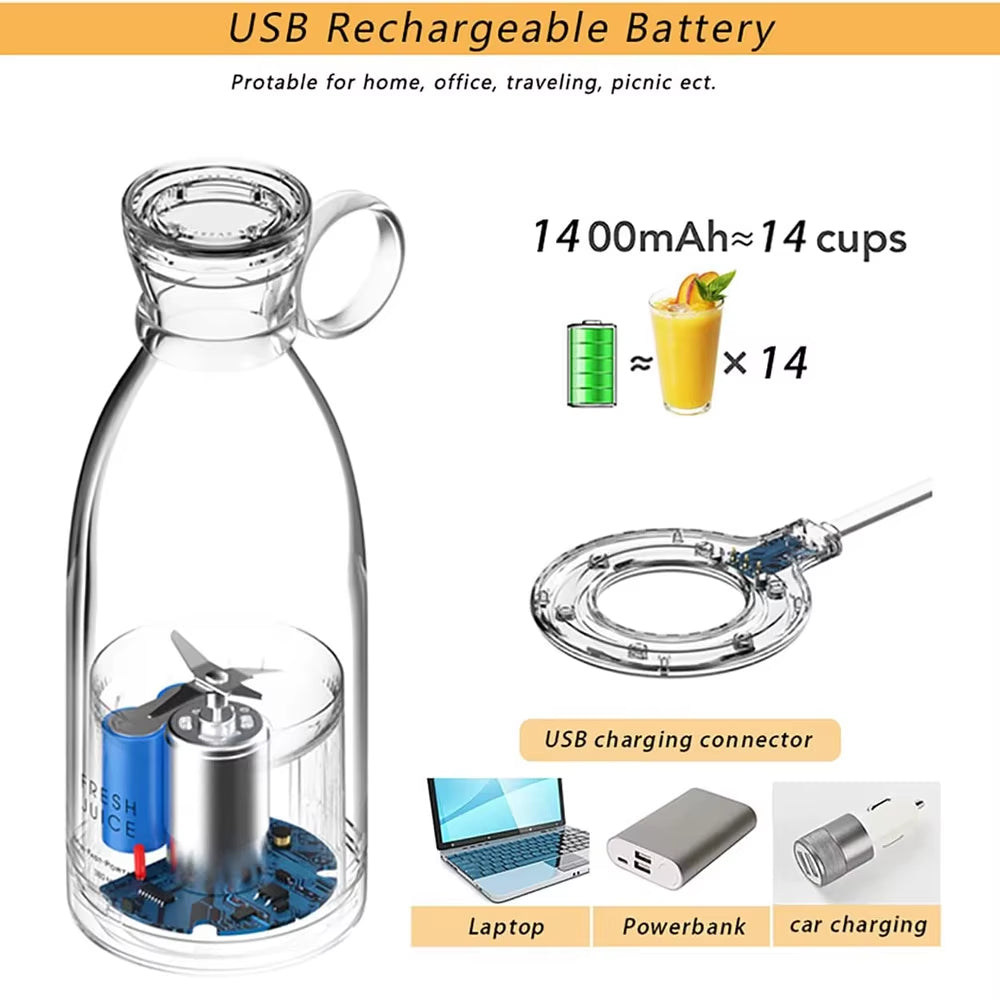 Kitchen Electric Mini Mixer Professional Shaker Bottle Fresh Juice Cup Rechargeable Household Smoothie Blender Portable